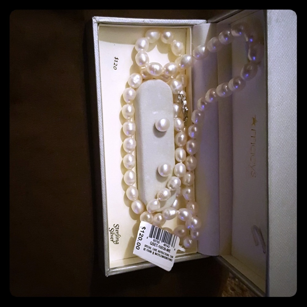 Cultured Pearl and Sterling Silver Set.